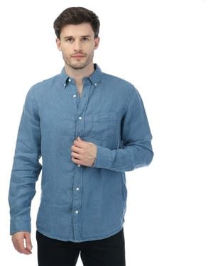 GANT Regular Fit Garment Dyed Linen Shirt - Blue