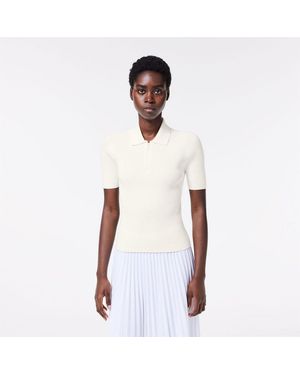 Lacoste Neck Rib Knit Polo Shirt - White