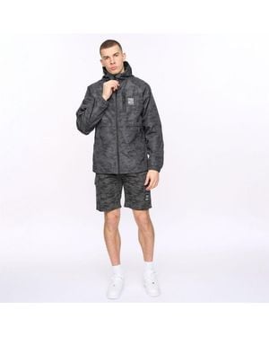 Crosshatch Allover Print Jacket - Grey