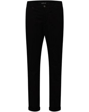 Replay Cotton Straight Trousers - Black