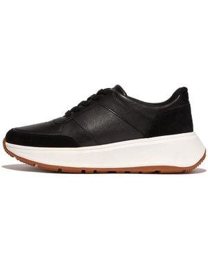 Fitflop Mode Leather Suede Flatform Trainers - Black