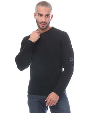 C.P. Company Full Rib Knit Crewneck Sweatshirt - Black