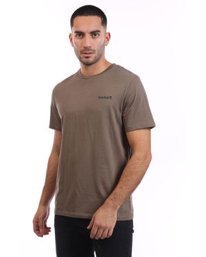 Timberland Small Linear Logo Print T-Shirt - Brown