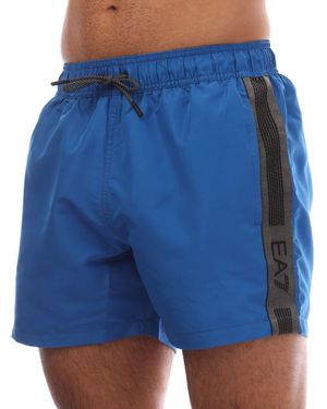 EA7 Logo Tape Swim Shorts - Blue