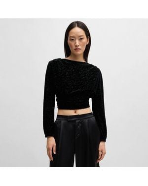 BOSS C_Edevory Devoré Wrap Top - Black