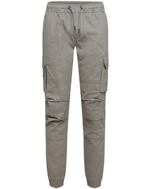 Crosshatch Pendle Tapered Solid Combat Cargo Trousers - Grey