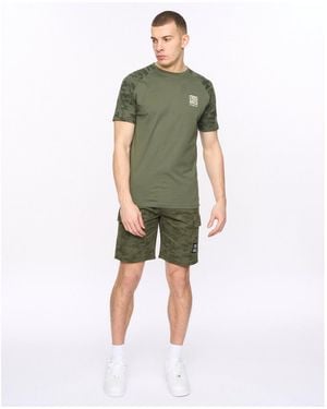 Crosshatch Janscore Camo Patterned Shorts With Elasticated Waistband - Green