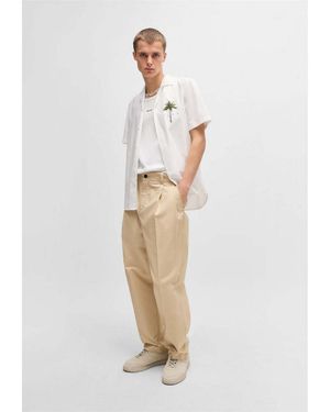 HUGO Relaxed Fit Trousers - Natural