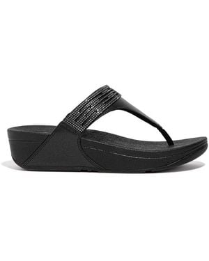 Fitflop Lulu Lasercrystal Leather Toe Post Sandals - Black