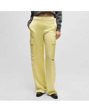 HUGO Hakila-1 Relaxed-Fit Cargo Trousers - Yellow