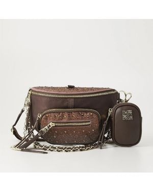 Steve Madden Textured Crescent Shape Cross Body Bag - Brown