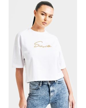 SIKSILK Signature Cropped T Shirt - White