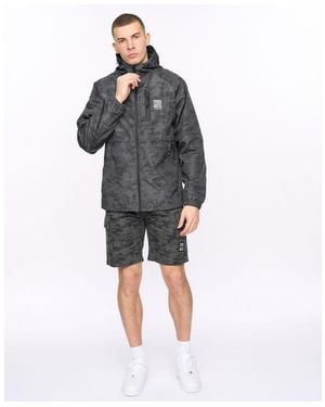 Crosshatch Allover Print Jacket - Grey