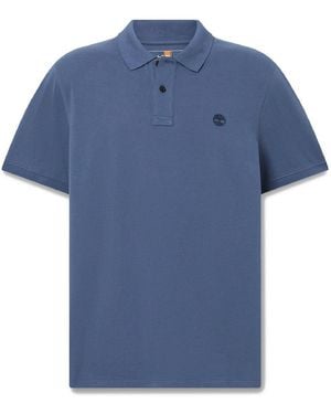 Timberland Millers Logo Collared Neck Short Sleeve Shirt - Blue