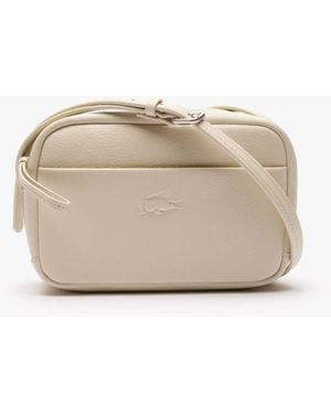 Lacoste City Court Grain Leather Shoulder Bag - Natural
