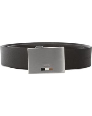 BOSS Strom Icon Plaque Buckle Belt - Grey