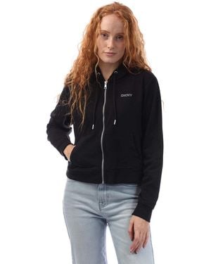 DKNY Stud Logo Full Zip Hoody - Black