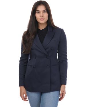Ted Baker Seraph Double Breasted Satin Boyfriend Blazer - Blue