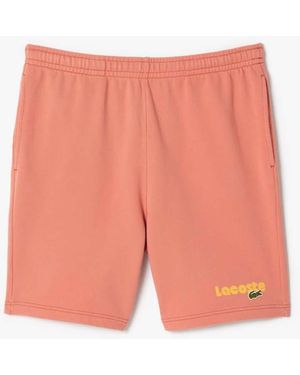 Lacoste Washed Effect Printed Fleece Shorts - Pink