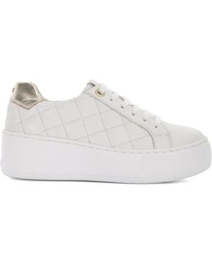 Dune Elizas Quilted Wedge Heel Trainers - White
