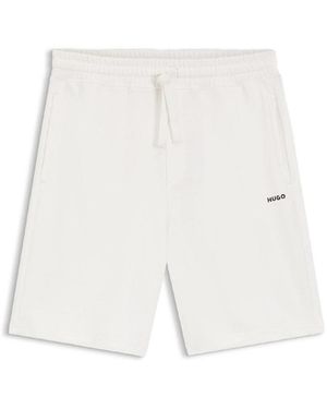 HUGO Relaxed Fit Logo Print Shorts - White