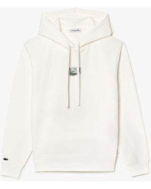 Lacoste Relaxed-fit Fleece Hoodie - White