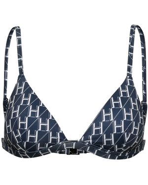 HUGO Monogram Triangle Bikini Top - Blue