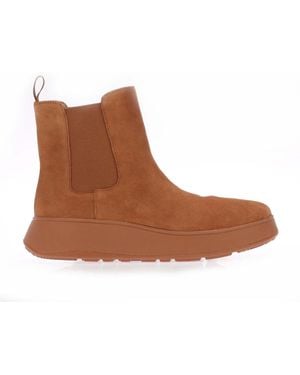 Fitflop F-Mode Suede Flatform Chelsea Boots - Brown