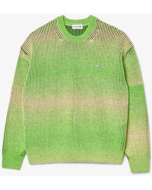 Lacoste Relaxed Fit Ombre Crew Neck Jumper - Green