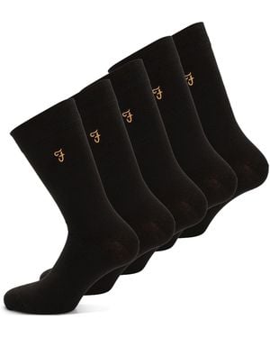Farah Kinley 5 Pack Long Crew Socks - Black
