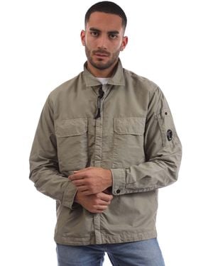 C.P. Company Flatt Nylon Lens Zipped Overshirt - Brown
