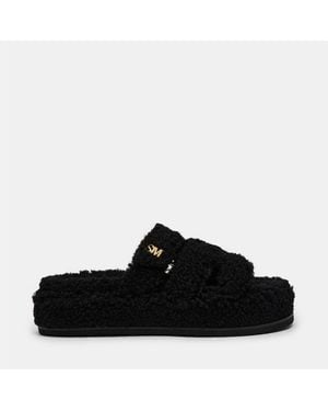 Steve Madden Big Missile F Textured Open Toe Slides 4 (37) - Black