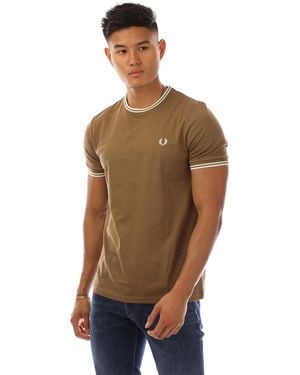 Fred Perry Twin Tipped T-Shirt - Brown