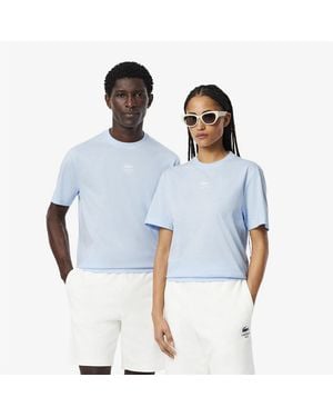 Lacoste Print Cotton T Shirt - Blue