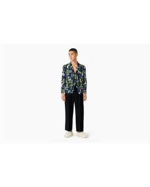 Emporio Armani Cropped Modal Tailored-Fit Straight Leg Trousers - Blue