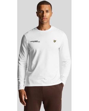 Lyle & Scott Co-Ordinate Print Plain Long Sleeve T-Shirt - White