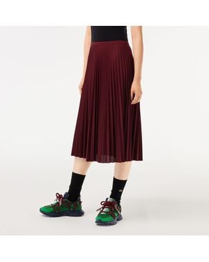 Lacoste Elasticated Waist Flowing Pleated Skirt - Red