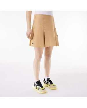 Lacoste Short Pleated Cotton Skirt - Natural