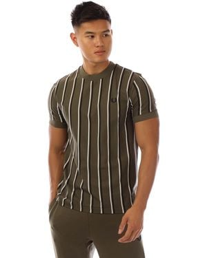 Fred Perry Fine Stripe Pique T-Shirt - Green
