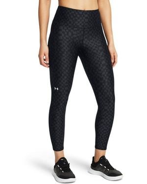 Under Armour Heatgear No-Slip Waistband Printed Ankle Leggings / Anthracite - Blue