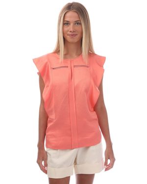 BOSS Bileina Flutter Sleeve Blouse - Pink