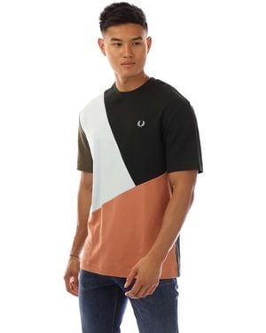 Fred Perry Abstract Colour Block T-Shirt - Black