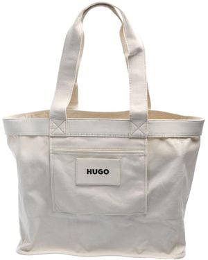 HUGO Becky Canvas Tote Bag - Grey