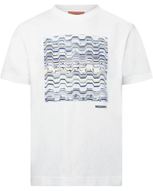 Missoni Printed Logo Crew Neck Short Sleeve T-Shirt - White