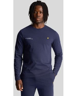 Lyle & Scott Co-Ordinate Print Plain Long Sleeve T-Shirt - Blue