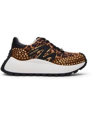 Steve Madden Supercampo S Leopard Walking Trainers - Brown