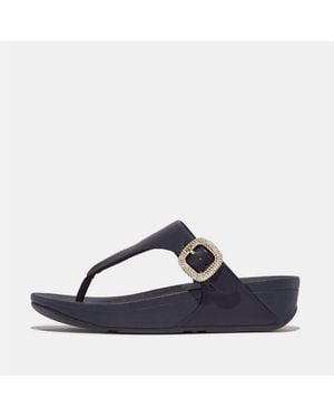 Fitflop Crystal Buckle Leather Toe Post Sandals - Blue
