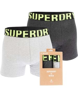 Superdry 2 Pack Of Dual Logo Boxers - Grey