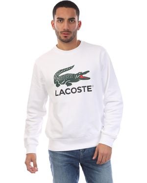 Lacoste Fleece Crew Neck Sweatshirt - White
