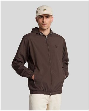 Lyle & Scott Eagle Hooded Bomber Jacket - Brown
